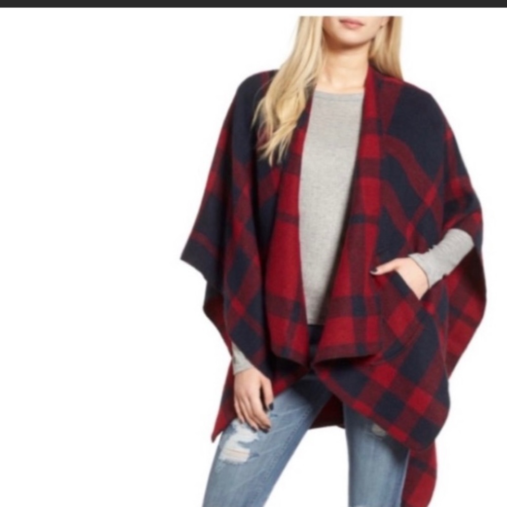 BP Buffalo plaid cape